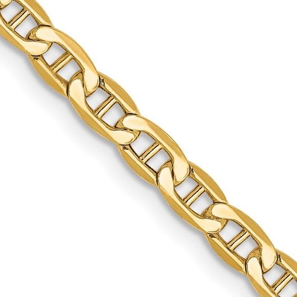 14k Yellow Gold 22 inch 3.2mm Semi-Solid Anchor with Lobster Clasp Chain